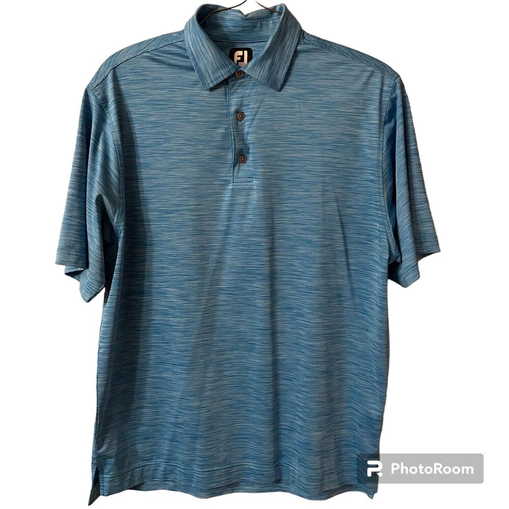 Mens FootJoy Short Sleeve Polo Shirt FJ Blue Polyester Blend Golf